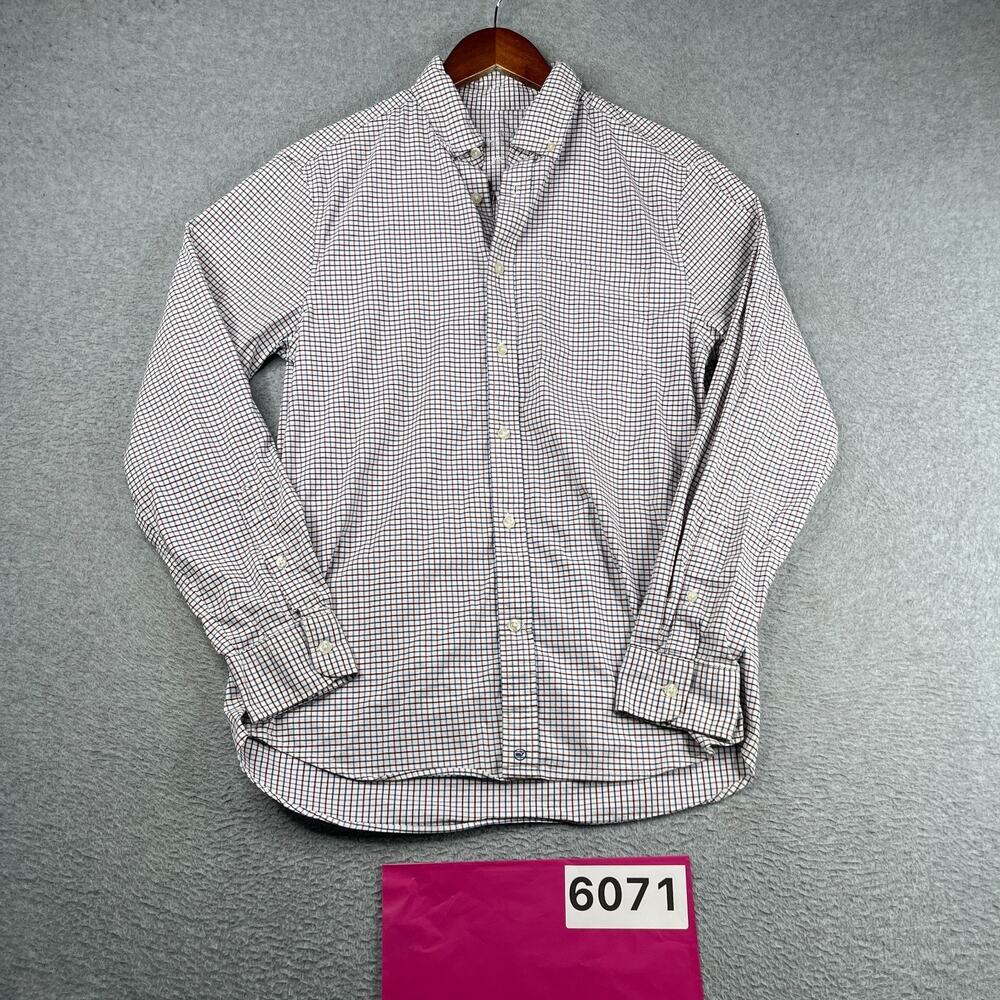 Vineyard Vines Performance Cotton Shirt Red Blue Check Button Up Long Sleeve S